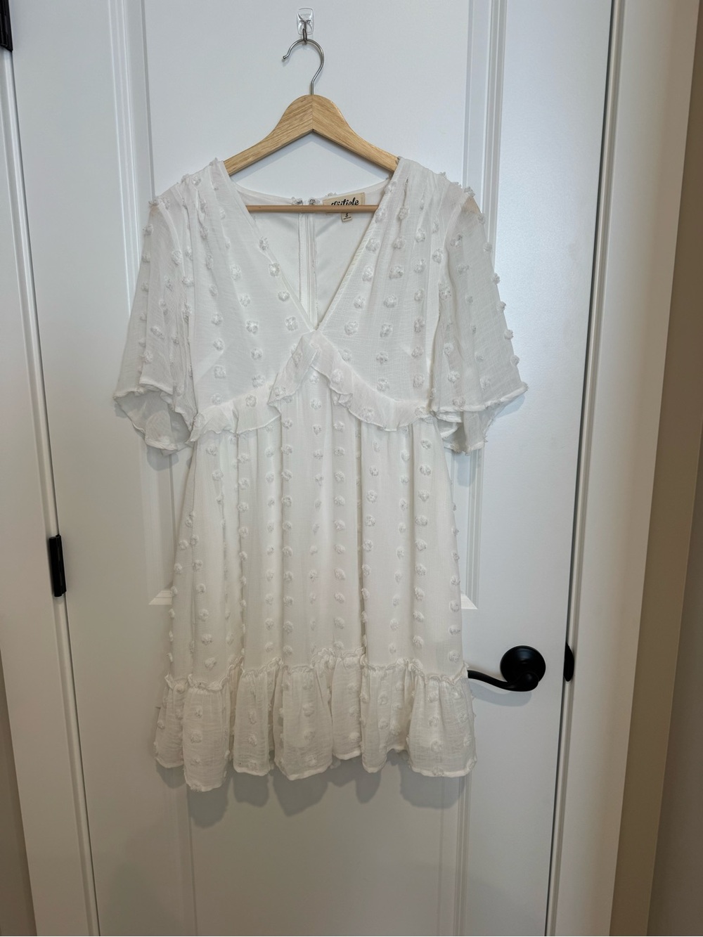 Listicle White Textured Ruffle Dress